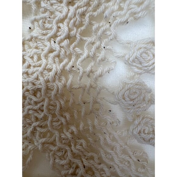 Cream Crochet Peplum Sweater Top Feminine Romantic XL-L See Through Cottage Core - Picture 10 of 11